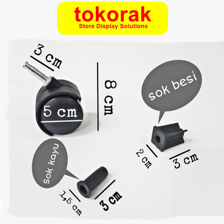 RODA RAK GALON TWP 50 POLOS + SOCKET KURSI KANTOR TANCAP CASTOR