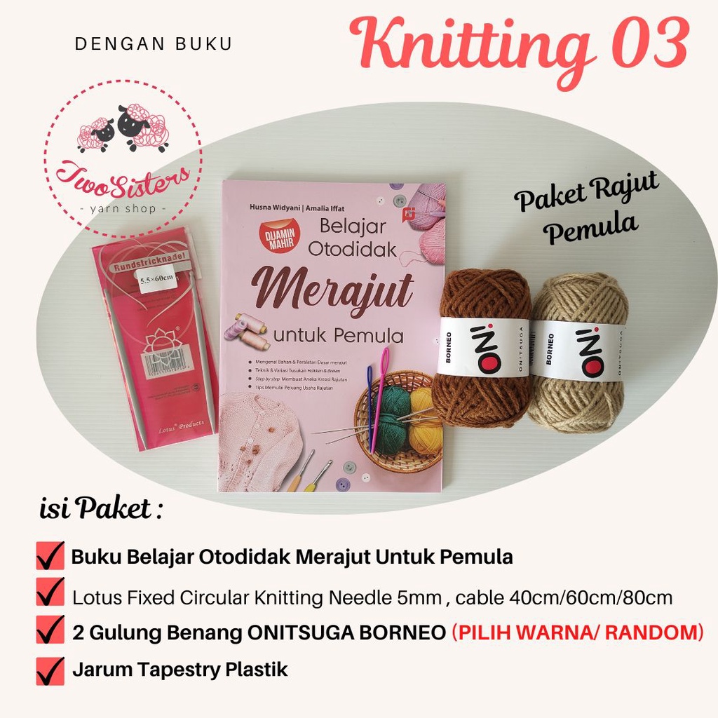 Paket Rajut Pemula/ Merajut Pemula/ Perajut Pemula - Knitting 03A