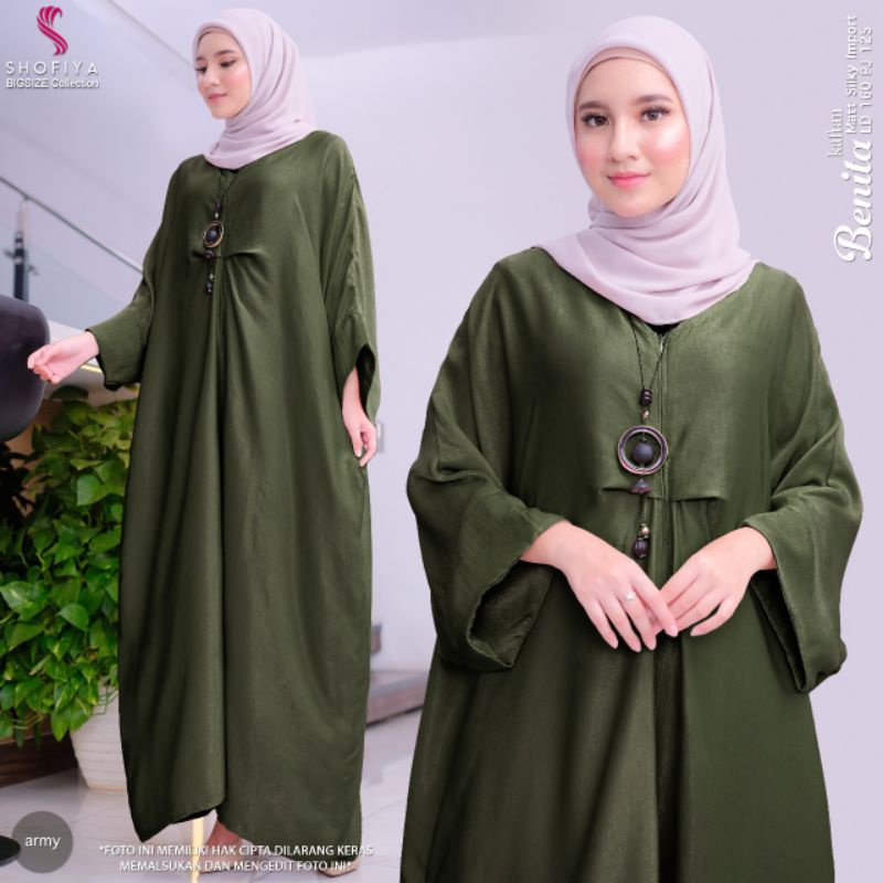 BENITA KAFTAN BY SHOFIYA DRESS JUMBO WANITA ZIPPER DEPAN