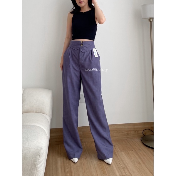 SIVALI Nojiya Pants - Celana Kulot Highwaist - Cullote Pants - Celana Wanita