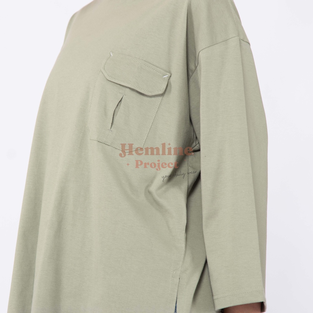 Haura Oversized Plain Top Sage Green