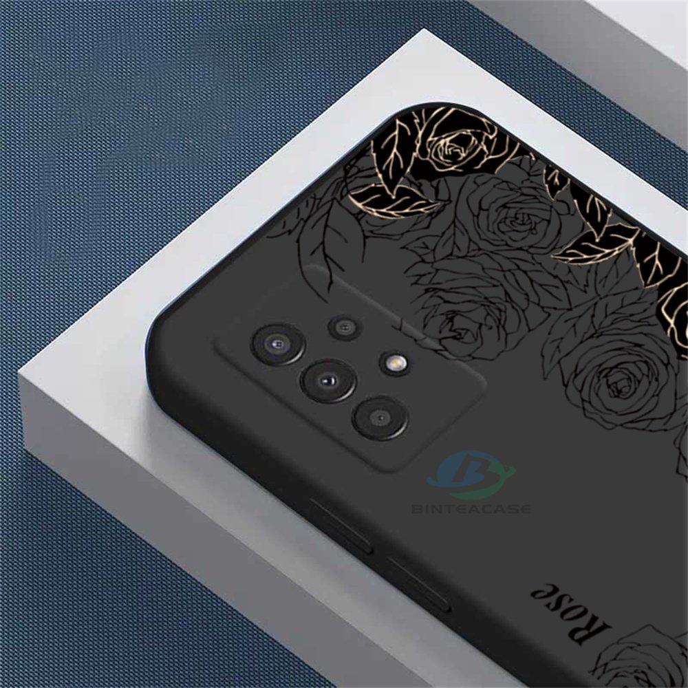 Redmi Note 12 11S 11 Pro Redmi 10C 10A 9C 9T 9A Note10 5G Note 10S Note9 Note8 Note7 Poco M3 Pro X3 Pro NFC Black And White Rose Casing Silikon Lembut Binteacase