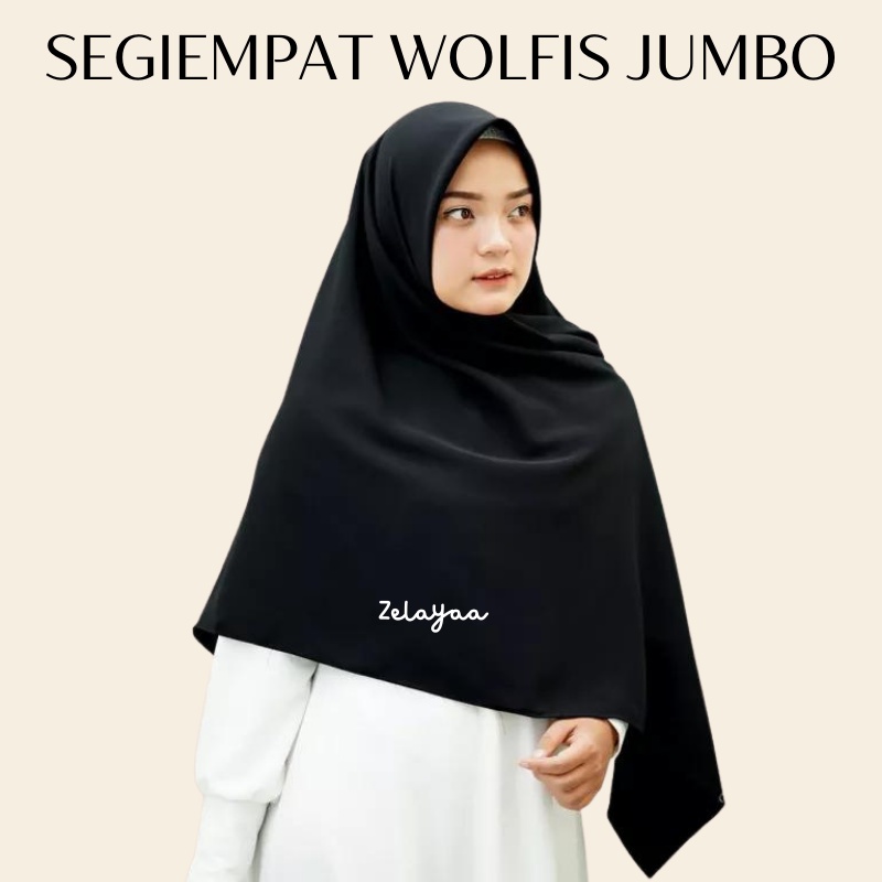 JILBAB SEGI EMPAT 130x130 SYARI JUMBO KERUDUNG WOLFIS | TERMURAH | TEBAL TIDAK NERAWANG