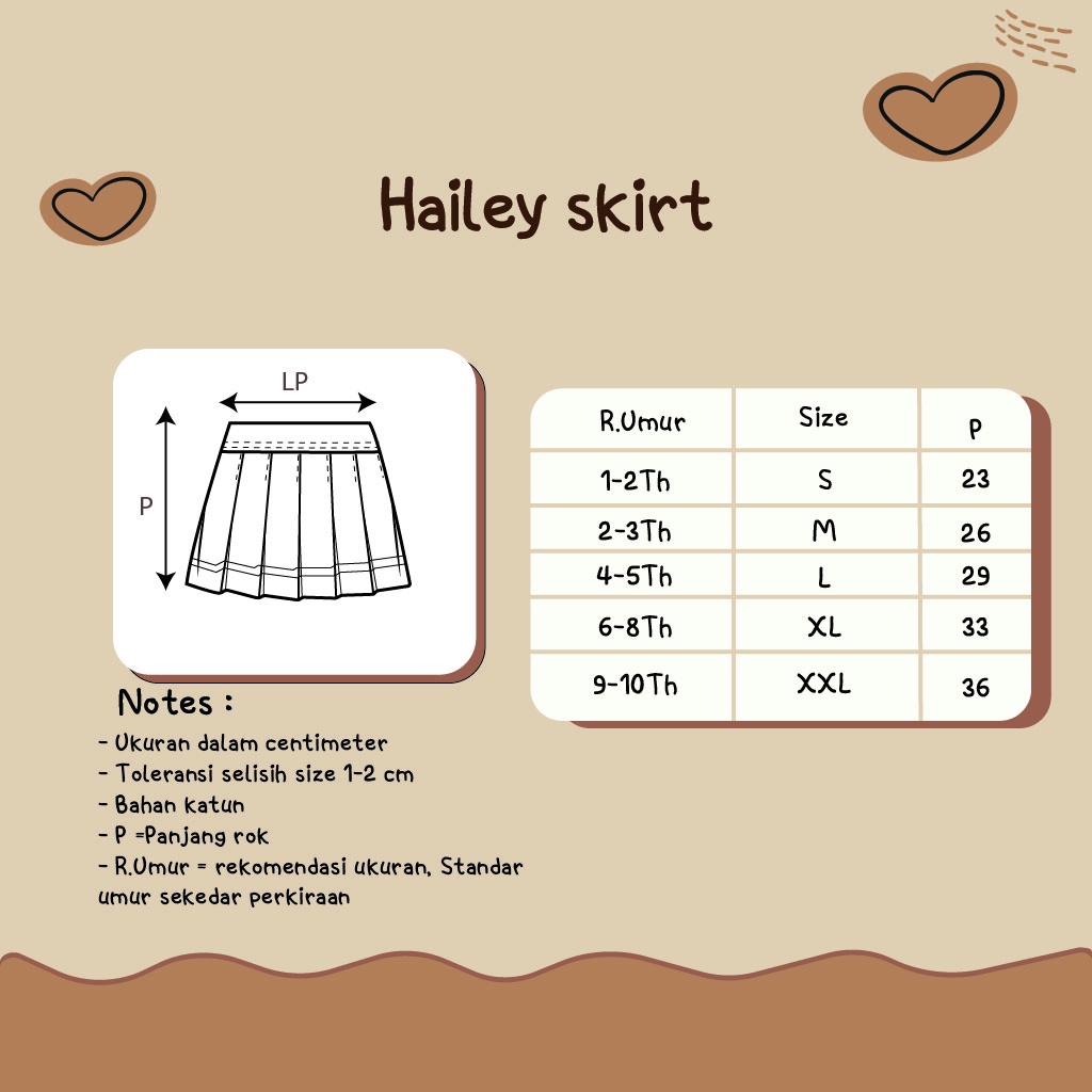 SAOIRSE'S Hailey - Rok Tenis Plisket Anak Perempuan Korea/Flare Skirt Katun Anak /Rok Mini 1-10 Th