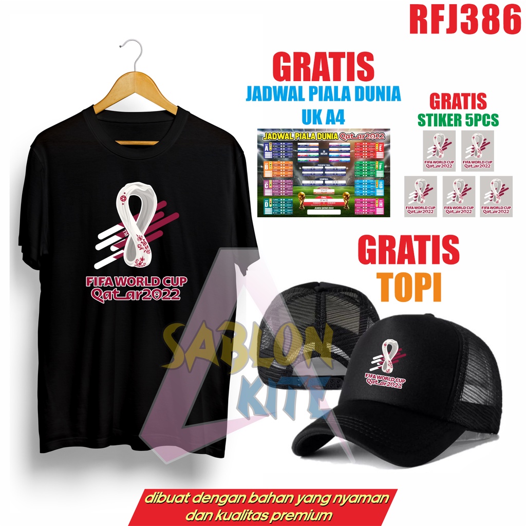 GRATIS TOPI STIKER JADWAL!!! KAOS PIALA DUNIA WORLD CUP QATAR 2022 RFJ386