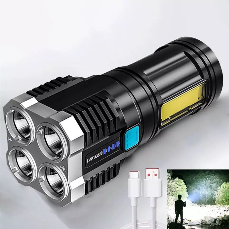 SENTER 4 LED 48W + COB 20W / SENTER LED JARAK JAUH / RECHARGEABLE FLASHLIGHT LED JRW0146