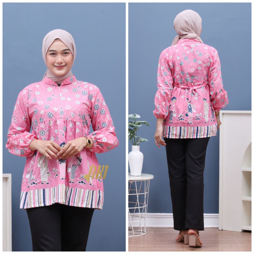Baju Batik Wanita Modern Atasan Blouse Batik Kerja Kantor Wanita