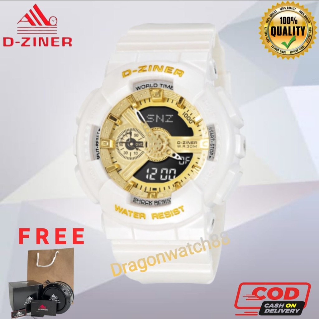 JAM TANGAN PRIA DZINER 3398 ORIGINAL - JAM TANGAN PRIA WANITA D-ZINER BABY-G GA 110 DIGITAL CHRONO AKTIF DUAL TIME STRAP RUBBER ANTI AIR SPORTY - JAM TANGAN FASHION DZINER 3398 BABY G GA-110