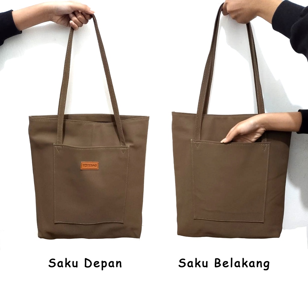 Tas totebag wanita kulit sintetis muat laptop totebag remaja dewasa kekinian