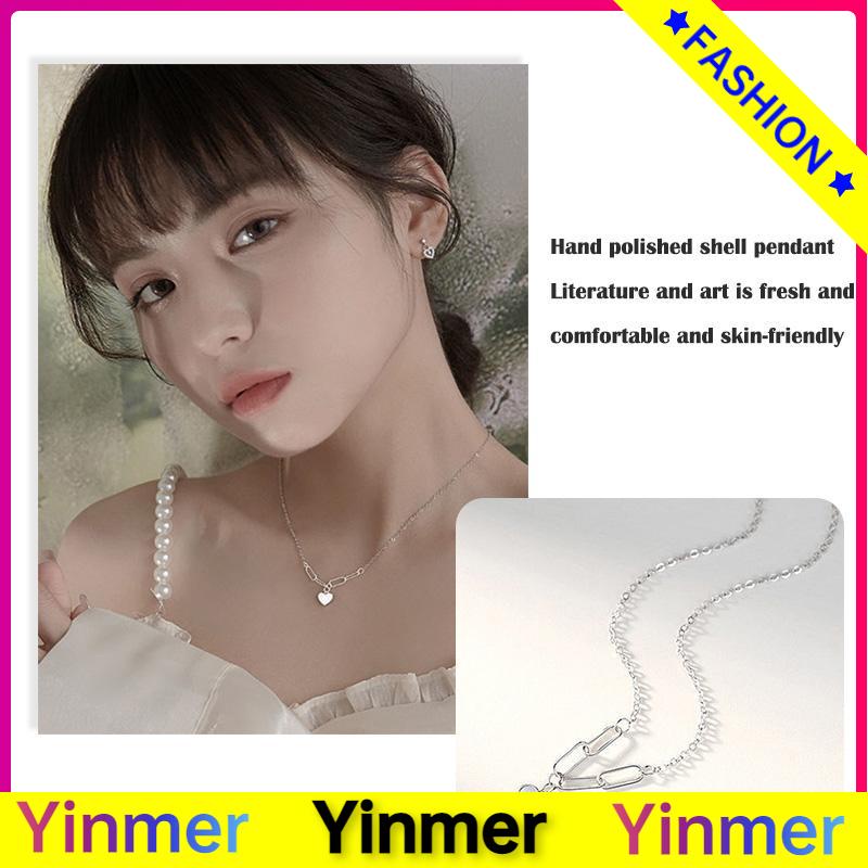 COD✨ Kalung Cinta Cangkang Simulasi Mewah Tanpa Memudar Rantai Kerah Liontin Lembut Kelas Atas-Yinmer