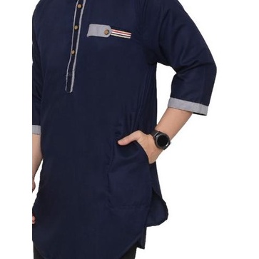 Baju Koko Qurta Kurta Ar-Ridho Katun Premium Ukuran Jumbo - Putih, L