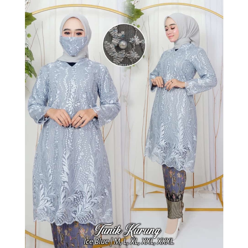 Kebaya tunik XXXL LD 125 | Tunik brukat jumbo | Kebaya tille | Baju outfit pesta kondangan lamaran pernikahan wisuda SIZE M L XL XXL