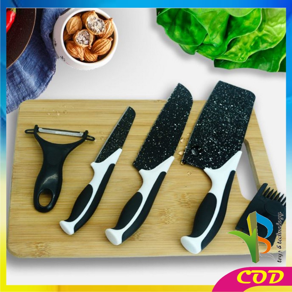 RB-C443 Pisau Dapur Set 5in1 Multifungsi / Pisau Keramik Serbaguna Pengupas Buah Dan Sayur Kitchen Knife Set Ceramik Peeler