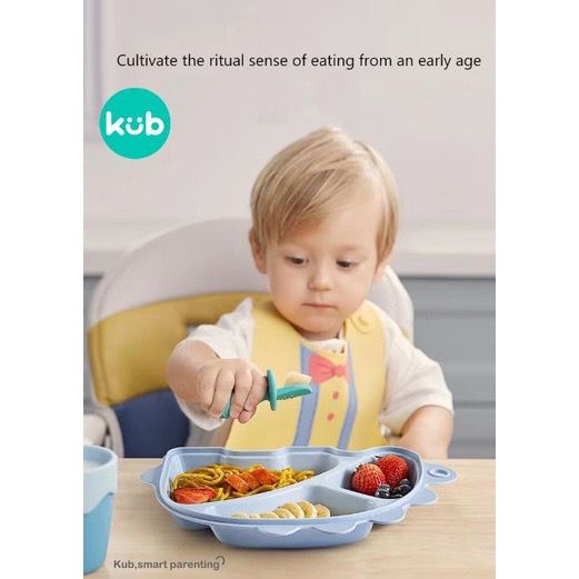 KUB Baby Dinosaur Plate Lid - Piring Makan Anak Bayi - Lunch Plate With Lid