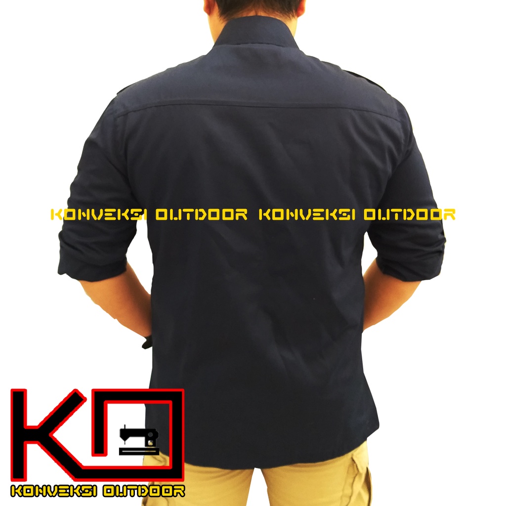 BAJU KEMEJA PDL LAPANGAN OUTDOOR INDOOR PRIA LENGAN PANJANG - Seragam Kerja Kantor Group Kemeja Lapangan Outdoor Gunung Taktikal Comunitas Kemeja Dinas PDH PNS Cargo Safari Paspampres Security Satpam Tactical Americand Drill American America - Warna Navy