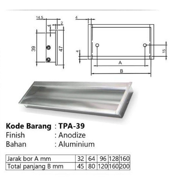 Jual Huben Tpa Handle Tanam Sliding Aluminium Anodize Tarikan Geser Murah Shopee Indonesia