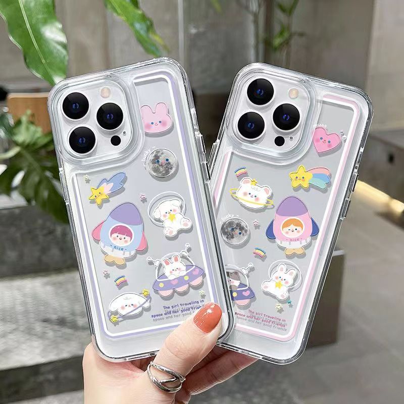 Soft Case Silikon TPU Transparan Motif Kelinci Untuk IPhone 13 14 12 11 Pro XS MAX 6S 7 8 Plus X XR