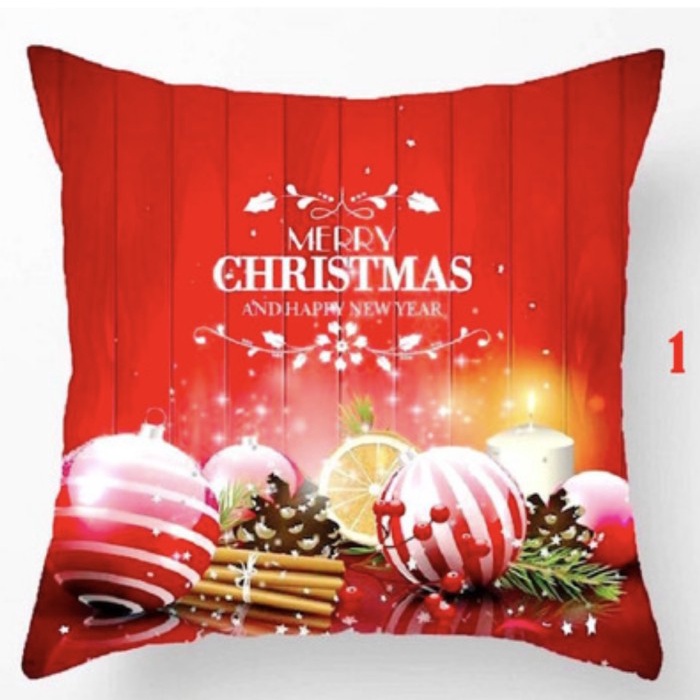 

Christmas home decoration bantal sofa natal kado gift hampers red gold - Red 01