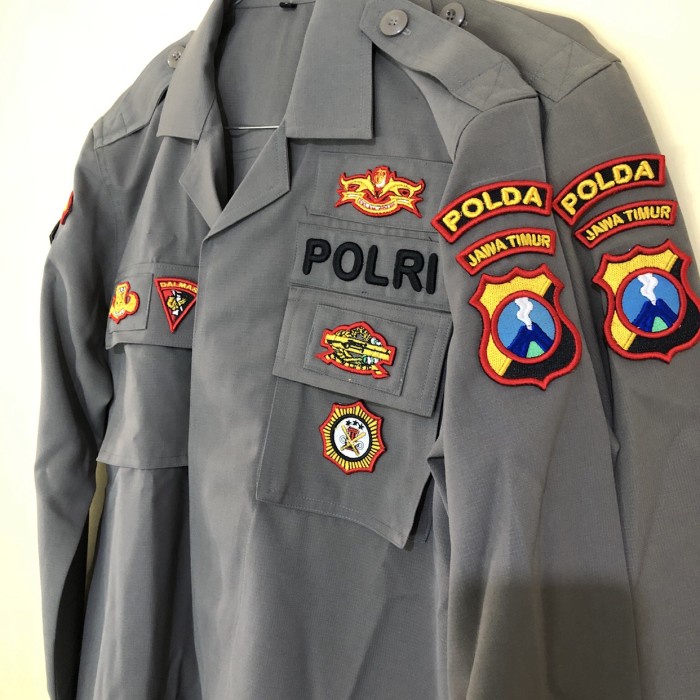 Seragam Driver Baju Dinas Pdl Polri Kain Pordevoni Dengan Bed Bordir Timbul
