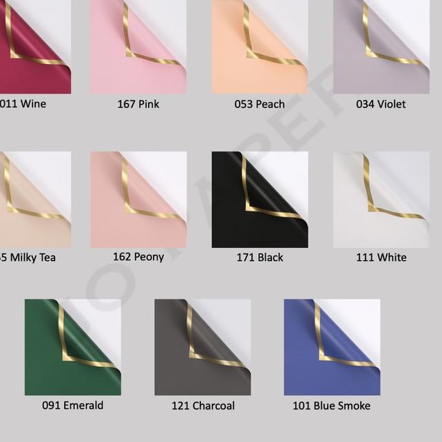 

[20 LEMBAR] Flower Wrapping Paper List Gold Solid Kertas Buket Bunga - Peach