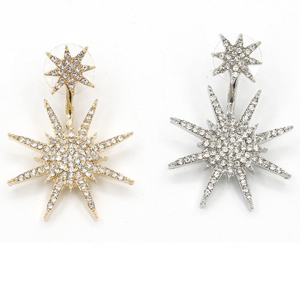 Anting Tusuk Gantung Desain Snowflake Hias Berlian Gaya Eropa / Amerika Untuk Wanita