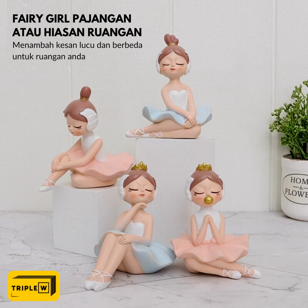 Triple W Fairy Cute Girl Ornament Pajangan Meja Hiasan Patung Lucu Dekorasi Rumah Kantor