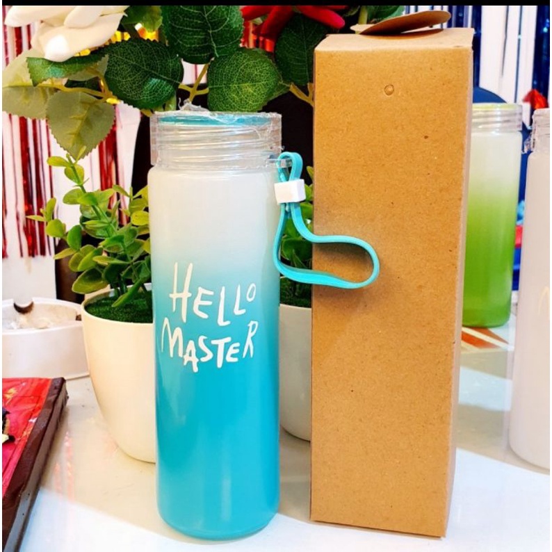 Serbagrosirmurah tempat botol minum hello master unik Termos Tumbler Kaca Botol Minum Kaca Tempat Botol Minum Hello Master Unik Travelling Botol Kaca Tebal Botol Minum Viral