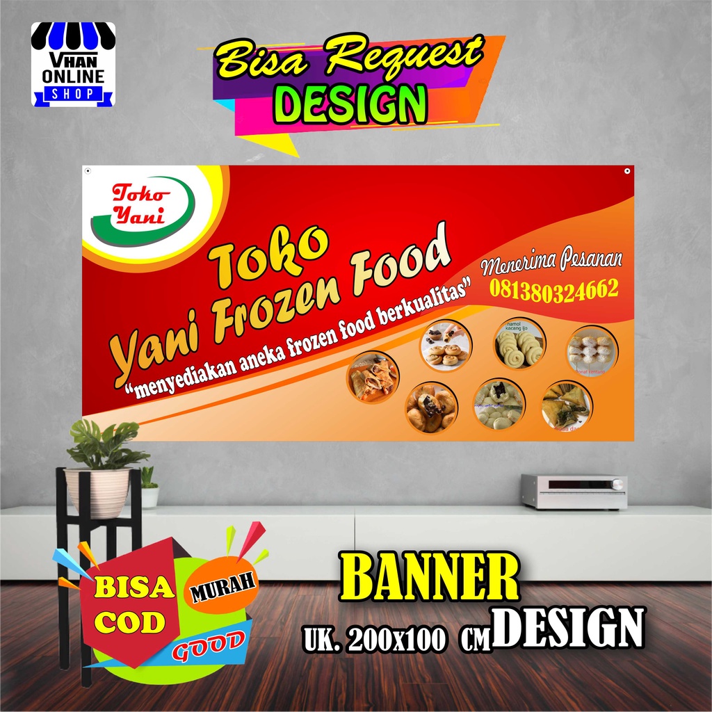Spanduk Banner Jualan Makanan Frozen Food, Sosis Keren Bagus