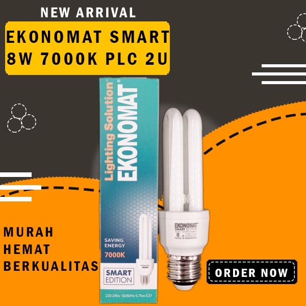 LAMPU EKONOMAT SMART EDITION PLC MODEL 8 7000K PUTIH 8W E27 MURAH