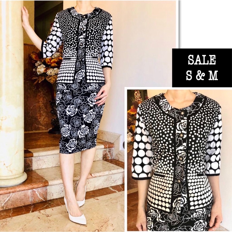 SETELAN BLAZER WANITA HITAM PUTIH SISTERS . Setelan blazer wanita motif polkadot premium. Setelan bl