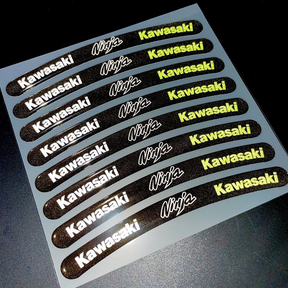 1Set / 8Pcs Kawasaki Lem Lembut Hub Roda Reflektif Stiker Modifikasi Rim Sepeda Motor Ninja Dekorasi Yang Dipersonalisasi Dekorasi Dekorasi untuk Kawasaki Ninja 400 KLX230 ZX-10R Z1000