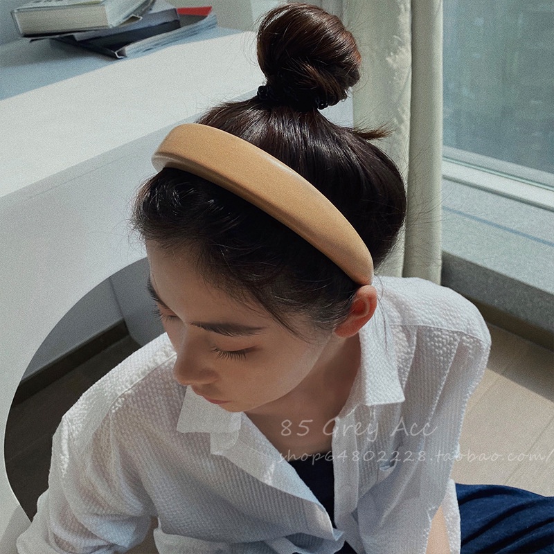 EARTHTONE COLOR WIDE PADDED LEATHER HEADBAND BANDO KULIT BESAR LEBAR ELEGAN POLOS COKLAT HITAM PUTIH  BENDO KOREA TEBAL HAIRBAND AKSESORIS RAMBUT HAIR ACCESSORIES