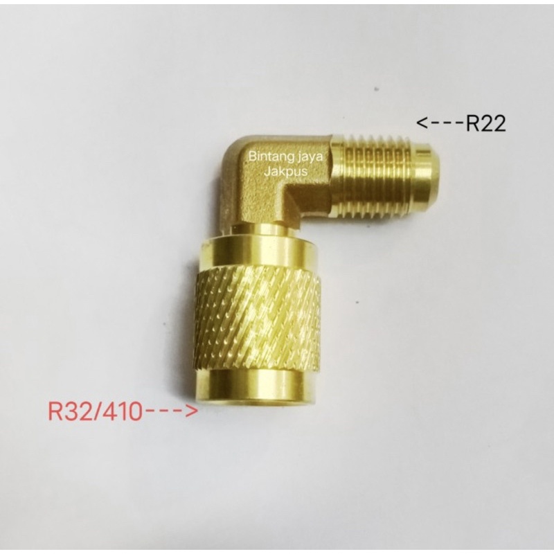 Adaptor nepel R410 R32 model L belok connector R410 R32