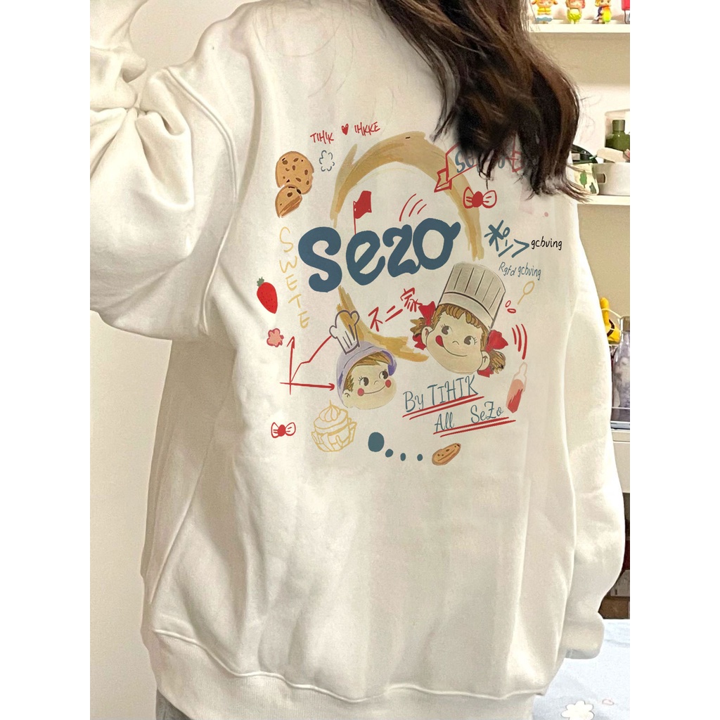 EUNII Sweater Lengan Panjang Cartoon Cute As A family Korean Style/Hoodie Oversize/Baju Wanita/Switer Wanita