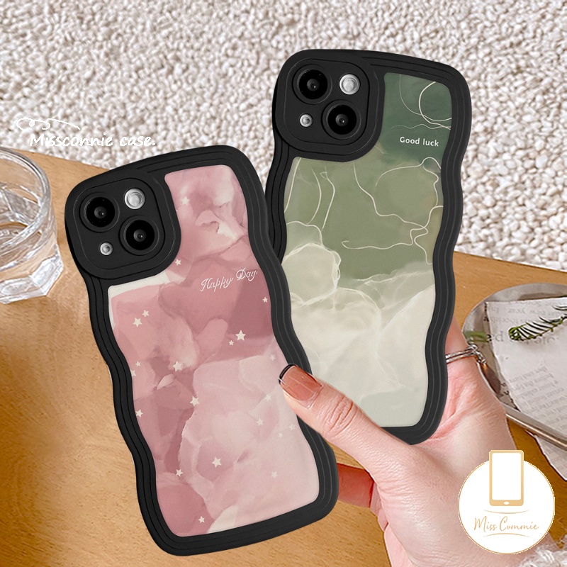 Wavy Edge Case OPPO A17 A78 A16 A95 A55 A15 A16K A54 A17K A57 A12 A77 A74 A5 A9 A16s A96 A5s A7 A1k A77s A53 A3s A76 Reno 8T 8 7 7Z 8Z 6 A12E A52 Kartun Lucu Mungil Sarung Monster