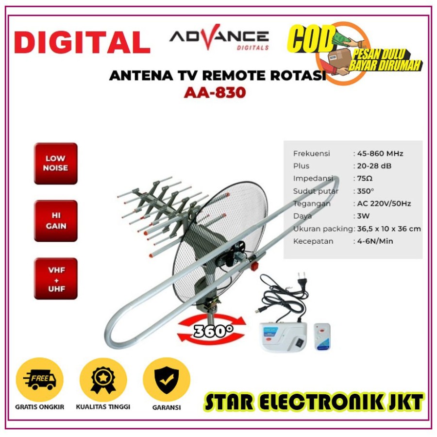 Antena TV Digital Advance AA-830 / Antena Remote Digital  -Original