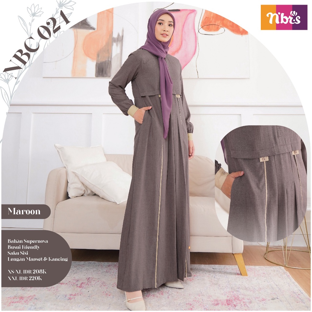 [BISA COD] Nibras Gamis NBC 24 Bahan Supernova Dress Muslimah Simpel Polos by Nibras