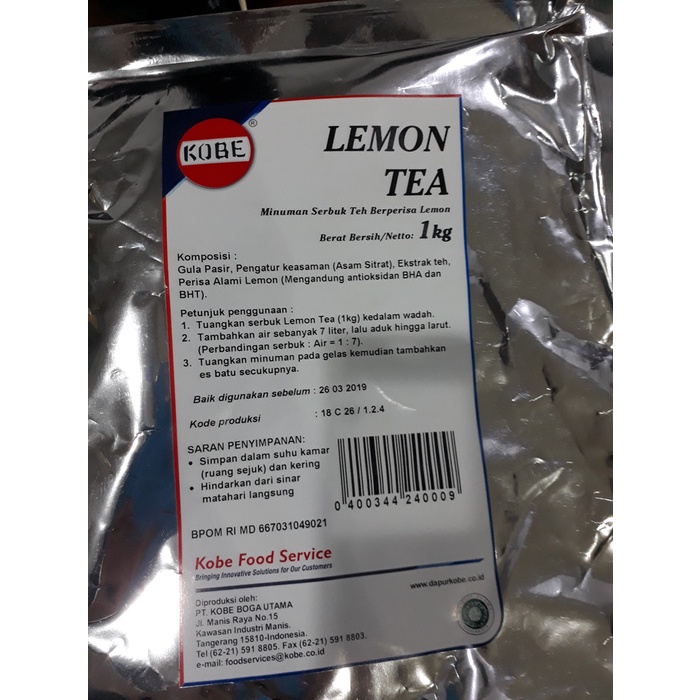 

Sale LEMON TEA KOBE 1Kg /KOPI RUBE/KOPI SLB/KOPI KAPAL API/KOPI RUBE ORIGINAL/KOPI BUBUK MURNI/KOPI