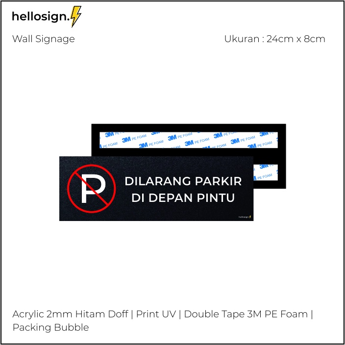 Sign Akrilik DILARANG PARKIR DI DEPAN PINTU | Print Papan Nama Tulisan Akrilik | Sign Dinding