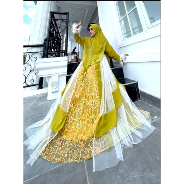 ADERA GAMIS PESTA ORI PREMIUM TULE BROKAT