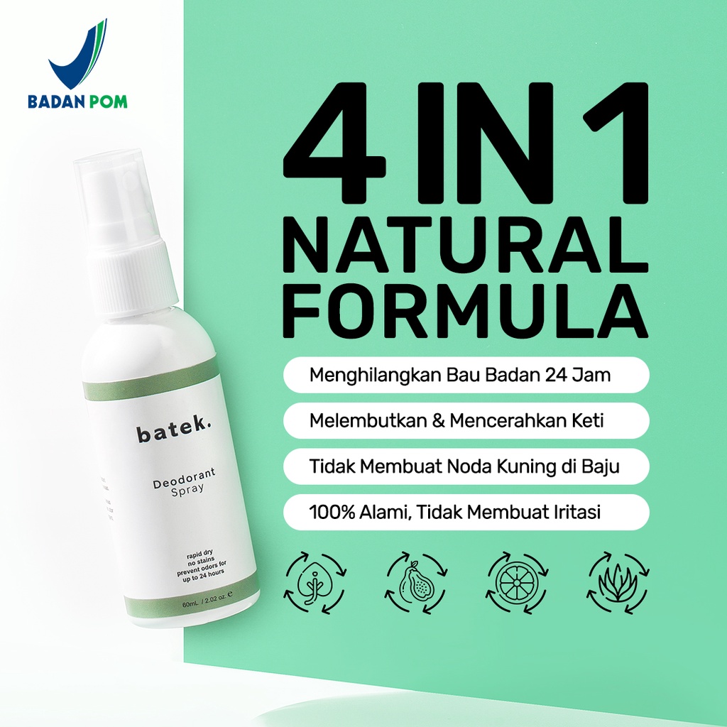 Batek. DEODORANT SPRAY BPOM PENGHILANG BAU BADAN & PENCERAH KETIAK ALAMI & NATURAL (yg lama ke hapus