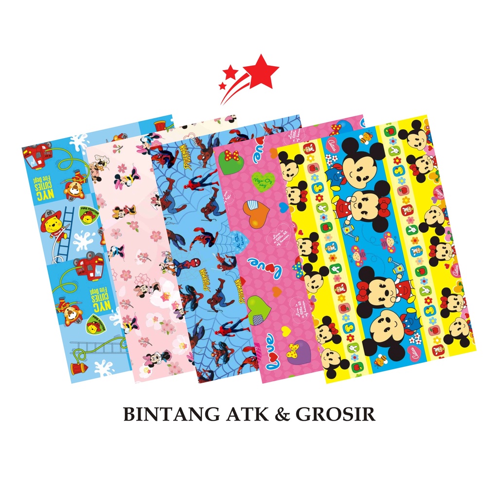 

Kertas Kado BINTANG (1Set isi 10Lmbr) / Kertas kado Motif Karakter Mix L Cowo & Cewe