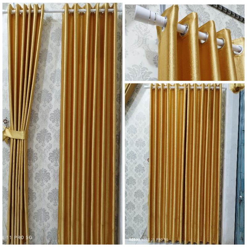 Gorden Pintu Gold Gorden jendela Gorden Blackout Polos Gorden Mewah Murah
