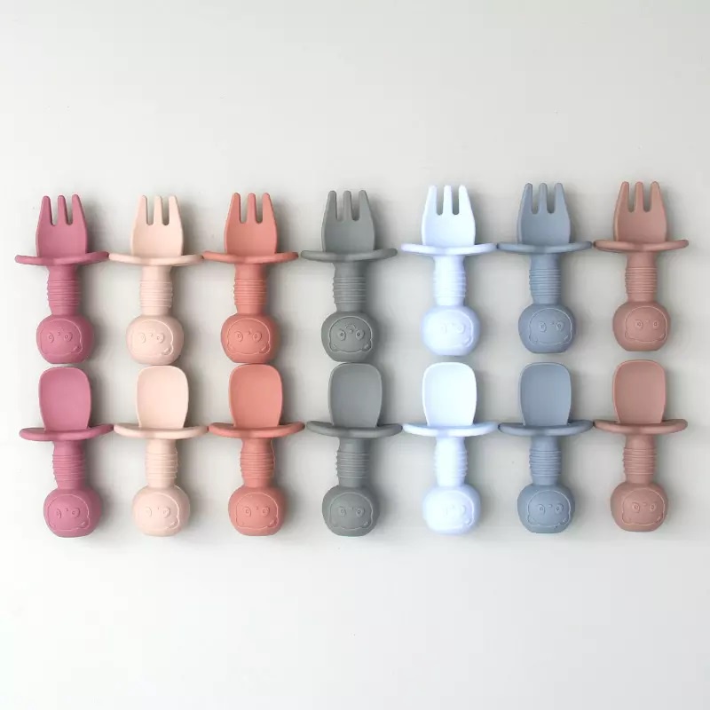 GOOGOO Baby Training Silicone Mini Spoon Fork / Sendok Garpu Silikon Bayi
