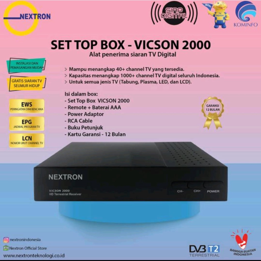 Set Top Box nitron DVBT2 STB Antena Converter TV Tabung Analog