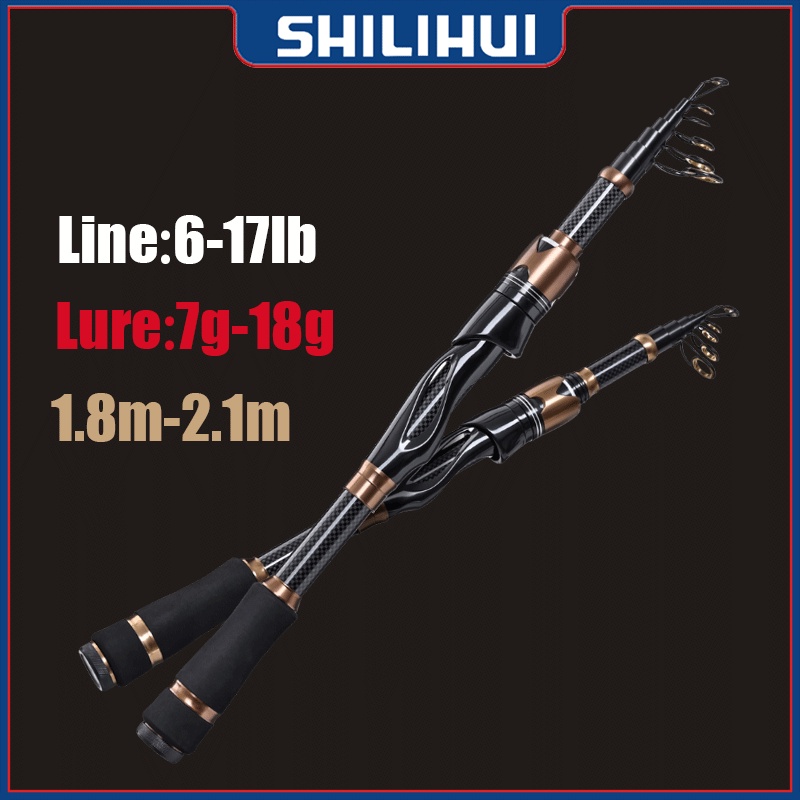 Shilihui Joran Pancing Teleskopis Portable Ultra Ringan Bahan Serat Karbon 1.8M 2.1M