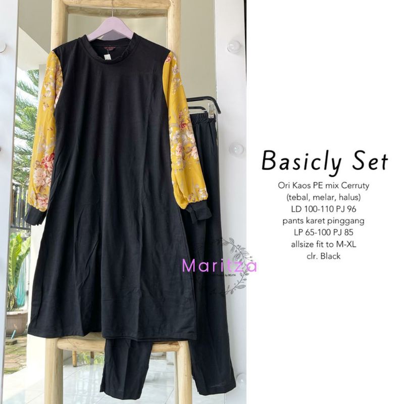 BASICLY SET ORI MARITZA // Setelan Kaos Tunik Polos Kombinasi Terbaru