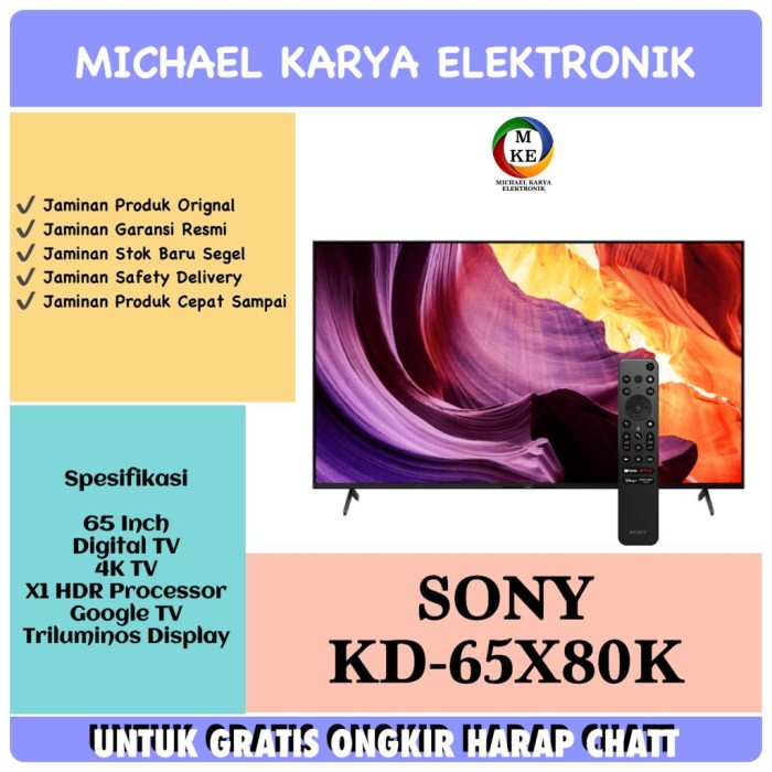 Produk Terbaru Sony Kd-65X80K Google Tv 65 Sony 4K 65X80 Sony 65X80K 4K Hdr Tv Sony
