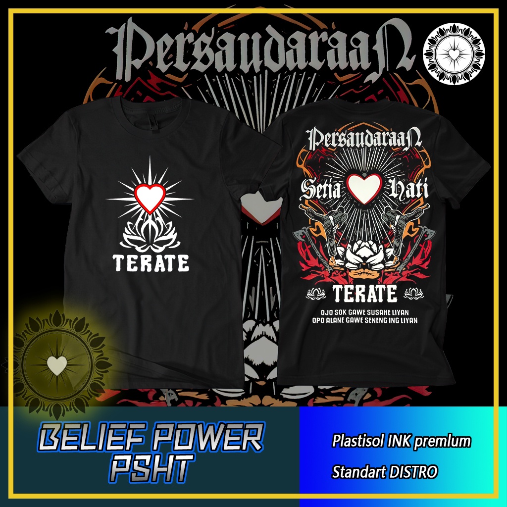 BELIEF POWER KAOS PSHT TENDANGAN T KEREN PREMIUM DISTRO 30s cotton combed Hitam TEE