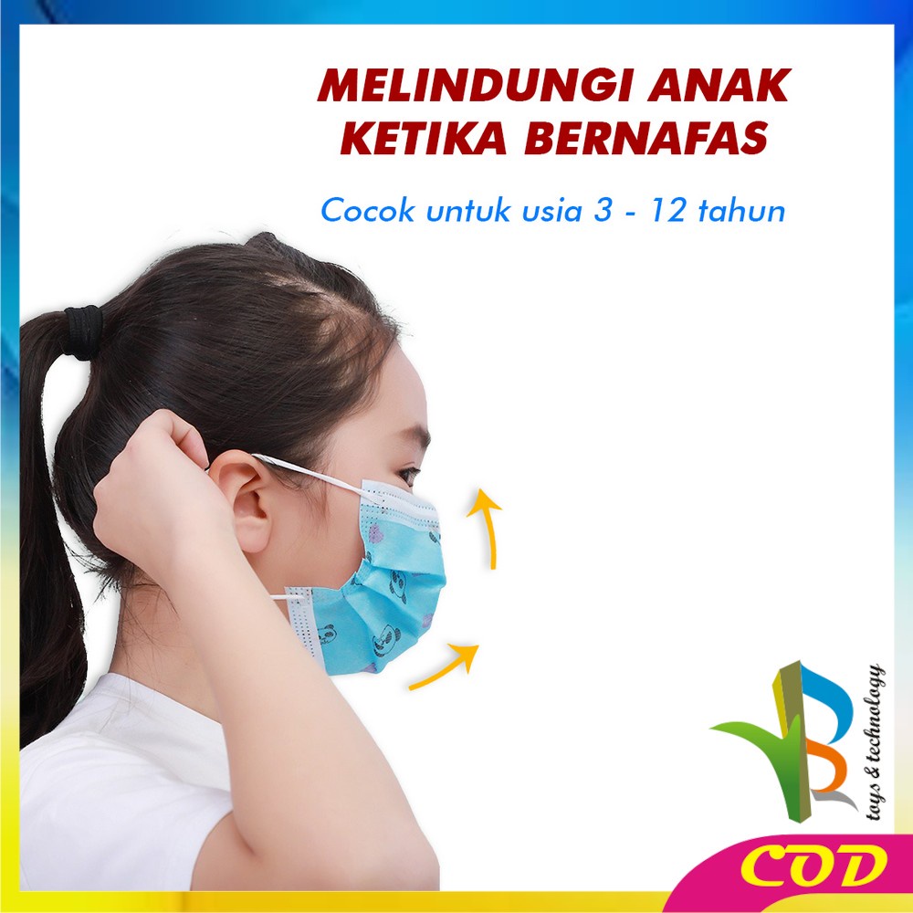 RB-C262 Masker Anak 3 Ply Karakter Isi 50Pcs Kids Face Mask Masker Earloop 3Ply Masker Disposable